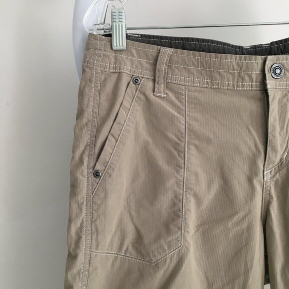 KUHL Beige/Taupe Drawstring Waistband Floral Embroidery Active Bermuda Shorts - Picture 8 of 15